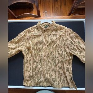 Mirasol linen blend gold burn-out Button up blouse